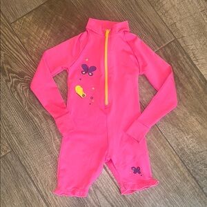 Pink Girls Wetsuit / Swimwear with Butterfly Design